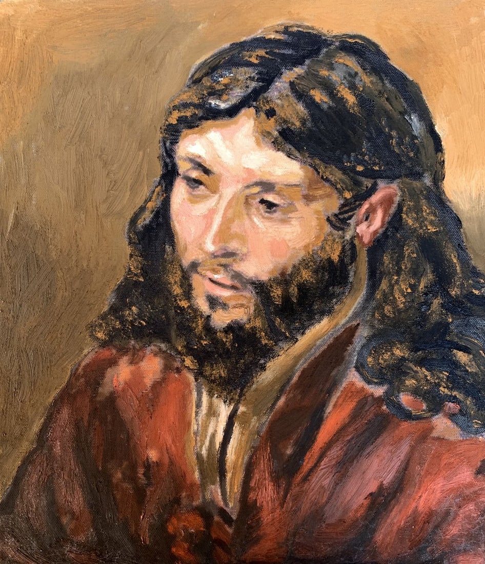 Oil painting Portrait of a man Oleksandr Gukalov: Title: Oil painting Portrait of a man Oleksandr Gukalov Description: AAA3494The painting titled Portrait of a Man is a striking representation created with oil on canvas, focusing on the subtle