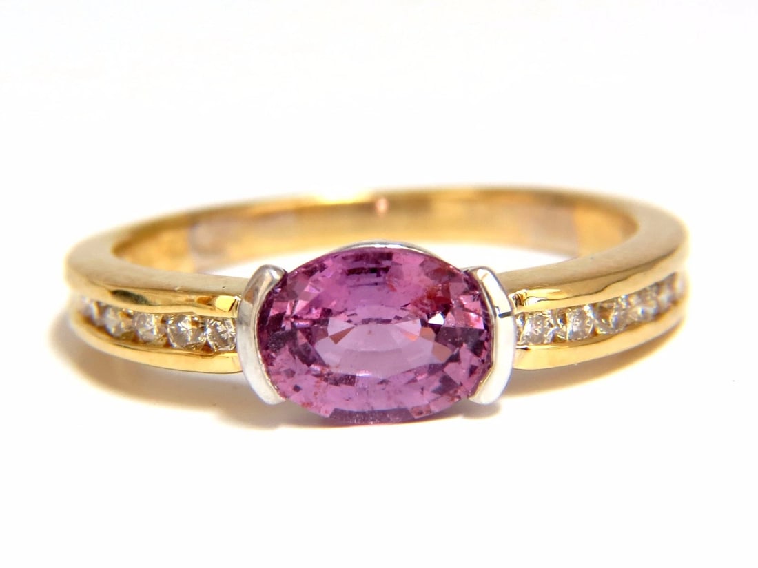 GIA 1.78CT NATURAL NO HEAT BRIGHT PINK SAPPHIRE DIAMOND RING 18KT** (1 of 6)