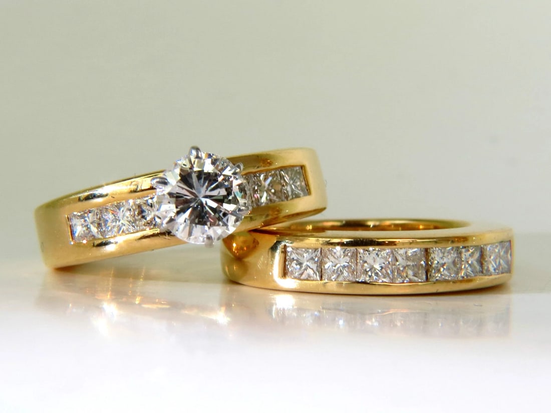 2.50CT NATURAL DIAMONDS ENGAGEMENT RING MATCHING BAND 14KT** (1 of 12)