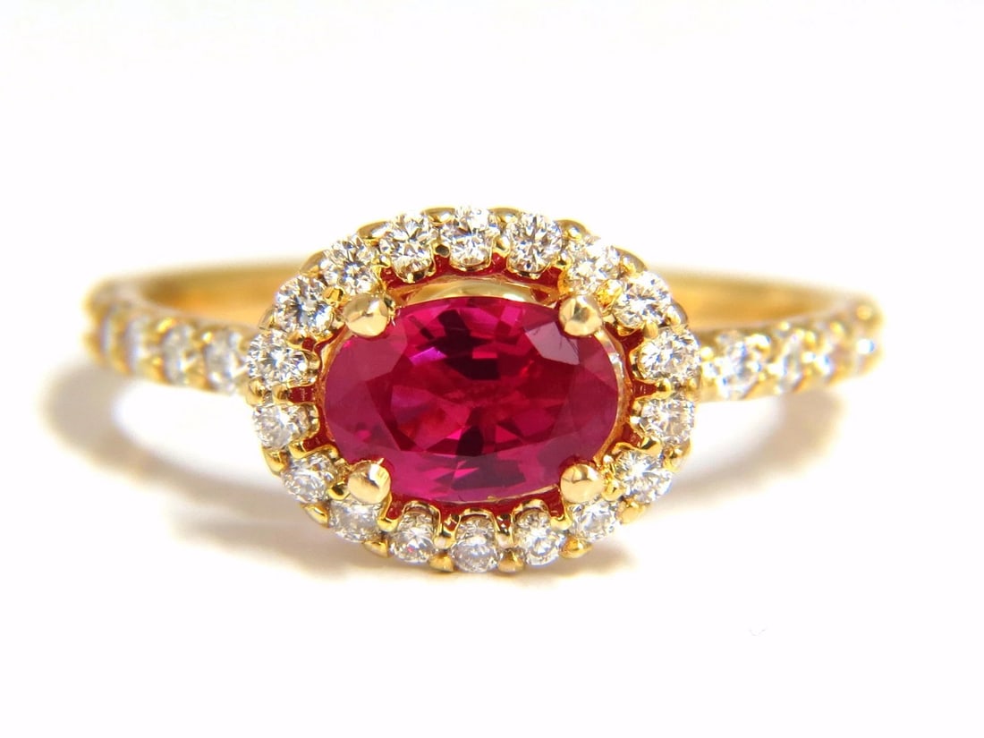 Burma Natural GIA Certified 1.01ct oval cut red ruby .50ct diamonds ring 14kt** (1 of 8)