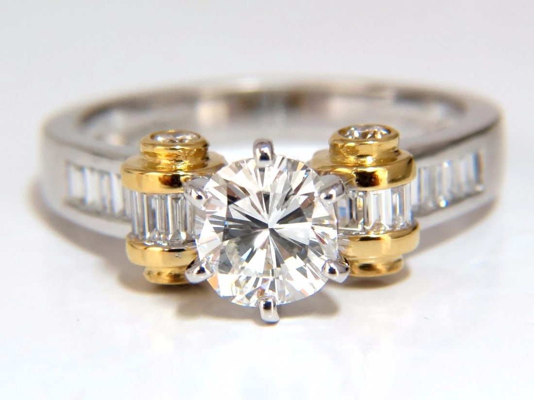 GIA Certified 1.01ct natural cushion cut baguettes diamond ring platinum E/Vs2** (1 of 7)