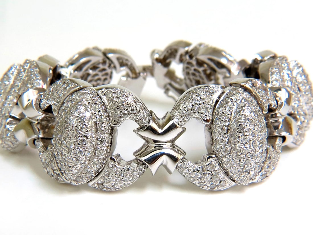 17.20CT NATURAL DIAMONDS LINK BRACELET 14KT F/G VS MODERN DECO 14kt GOLD** (1 of 12)