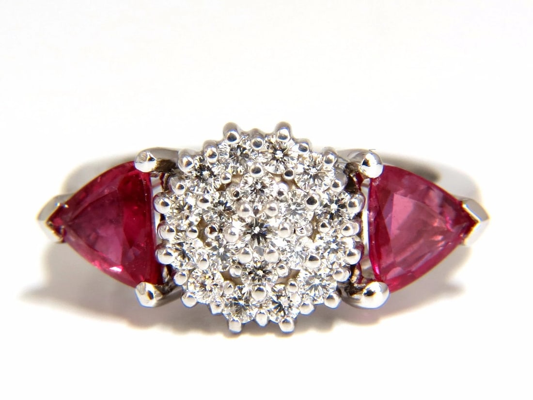 2.00ct NATURAL PINK SAPPHIRE DIAMONDS RING 14KT CIRCULAR CLUSTER TOP** (1 of 6)
