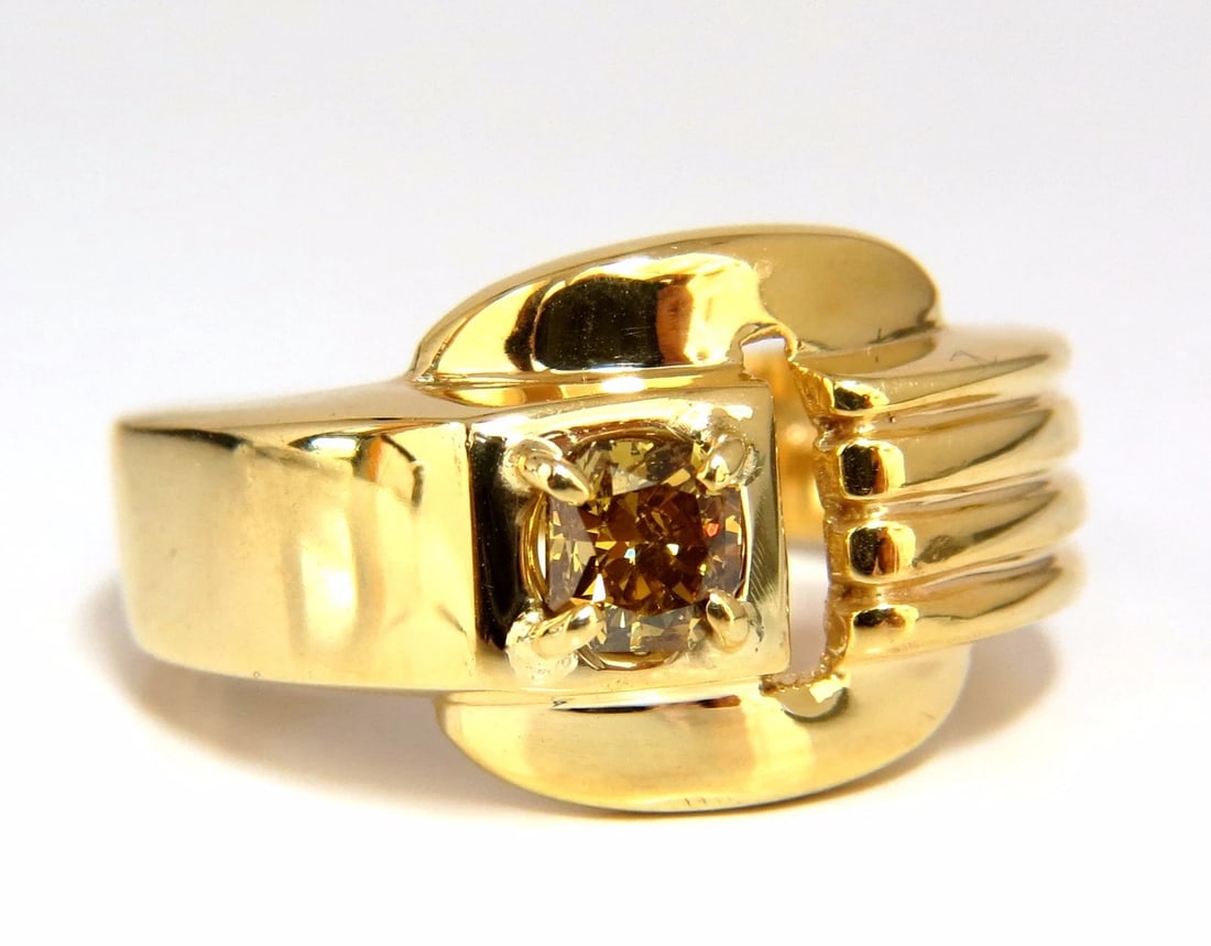 GIA Certified Natural Fancy color Diamond ring 14kt. Buckle Deco** (1 of 7)