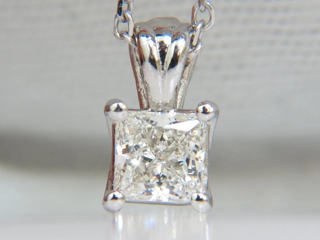 GIA 1.01CT BRILLIANT PRINCESS CUT DIAMOND SOLITAIRE PENDANT H/VVS1 14kt** (1 of 7)