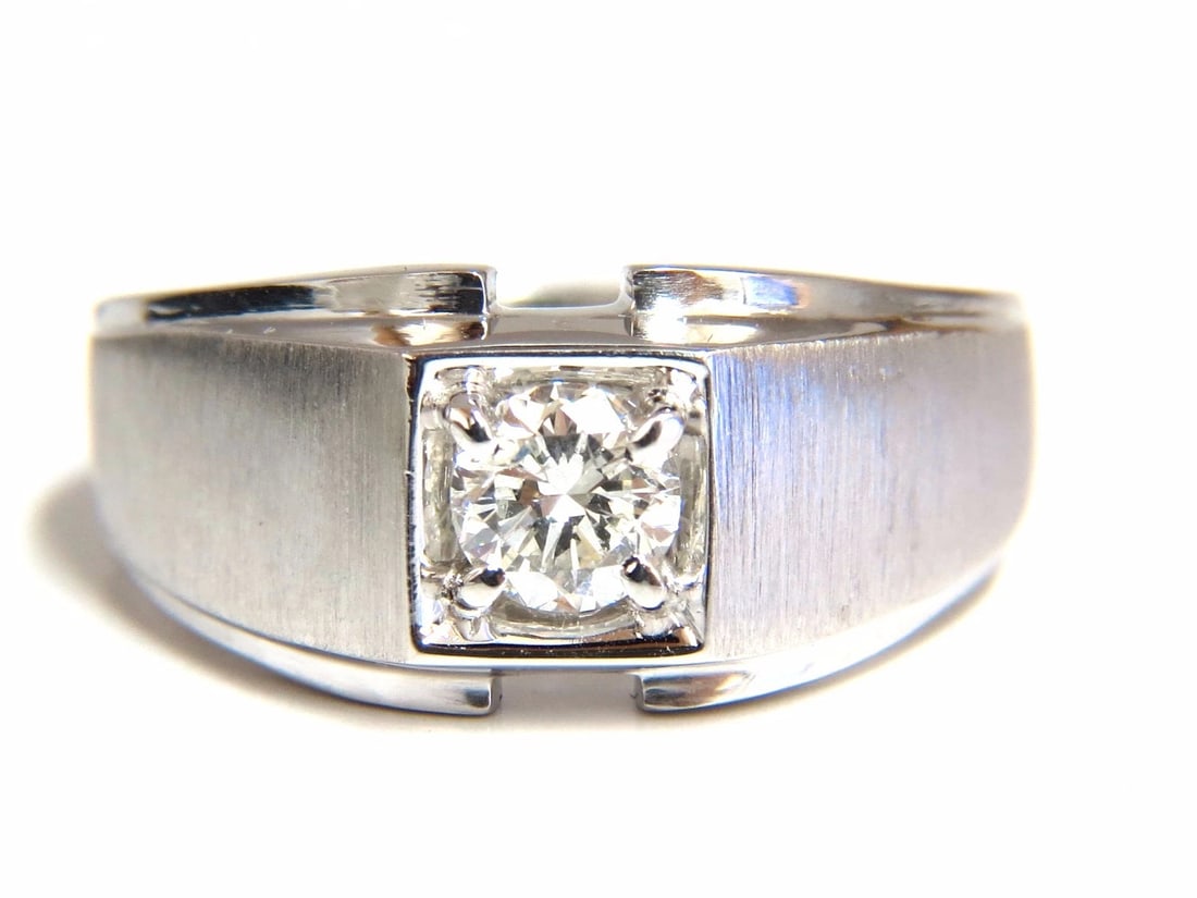 .56ct. mens natural round diamond solitaire ring 14kt brush finished + (1 of 8)