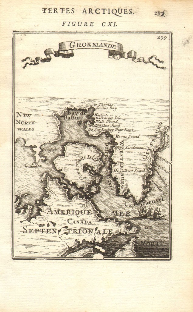GREENLAND. 'Groenlande'. Baffin Bay & Island. Newfoundland. MALLET 1683 map (1 of 1)