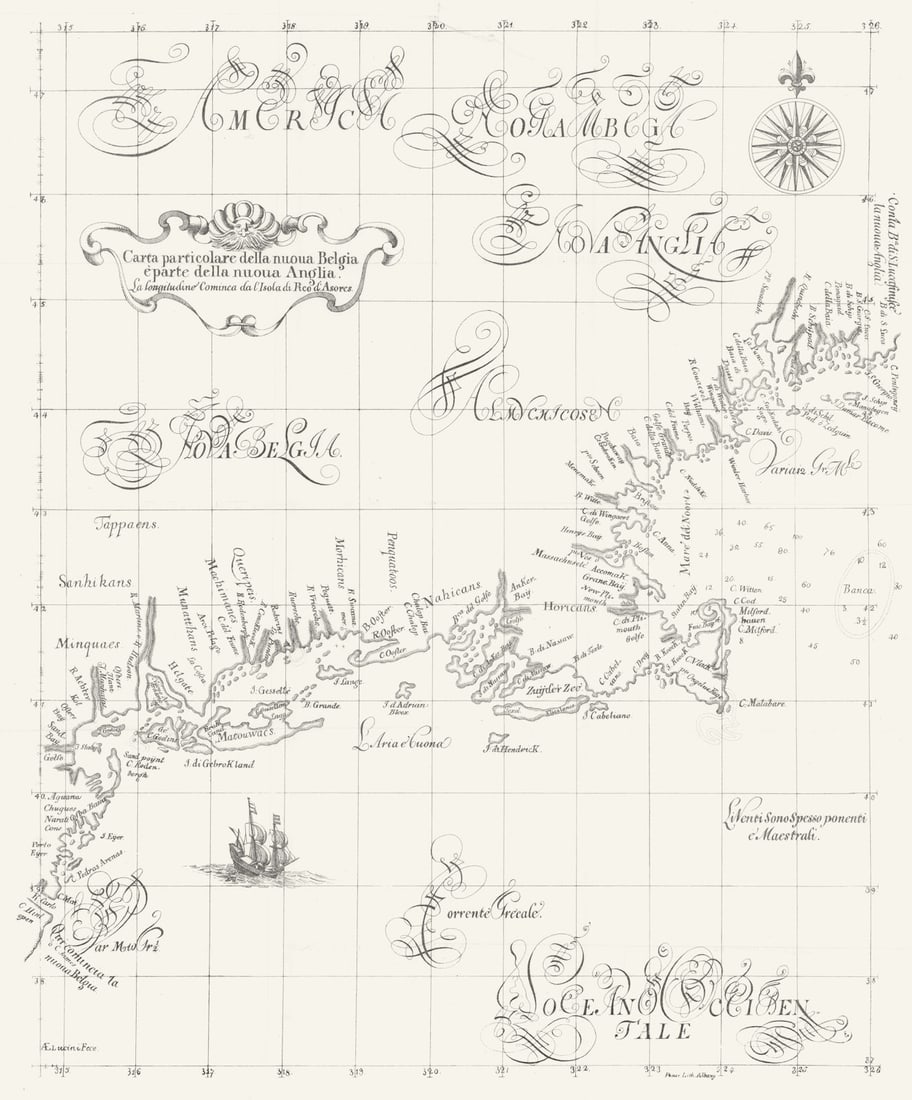 Carta particolare della nuova Belgia e parte della nuova Anglia 1646 (1849) map (1 of 1)