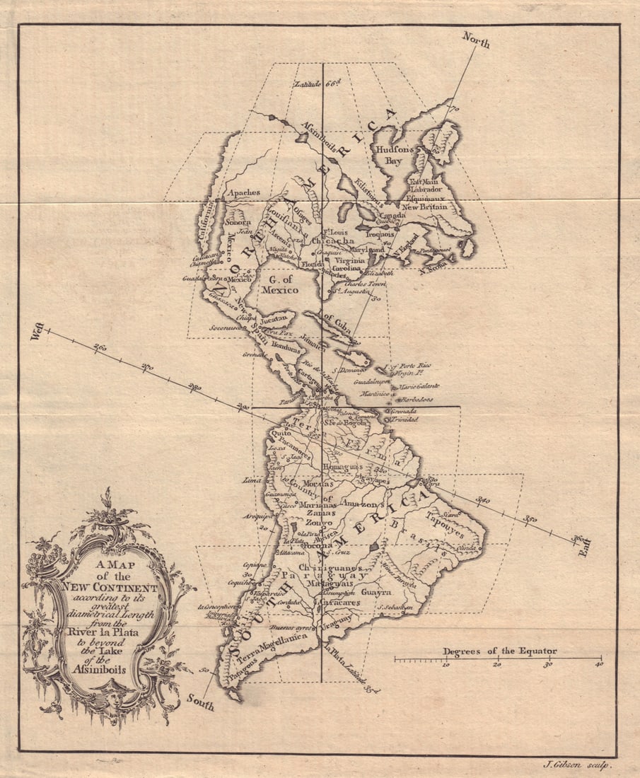 A Map of the New Continent… Americas. Western Hemisphere. GIBSON 1758 old: Title: A Map of the New Continent… Americas. Western Hemisphere. GIBSON 1758 old Description: A Map of the New Continent according to its greatest diametrical Length from the River la Plata to
