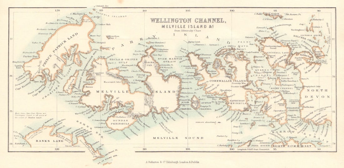 Wellington Channel Melville Island. Bathurst Canadian Arctic FULLARTON c1862 map (1 of 1)