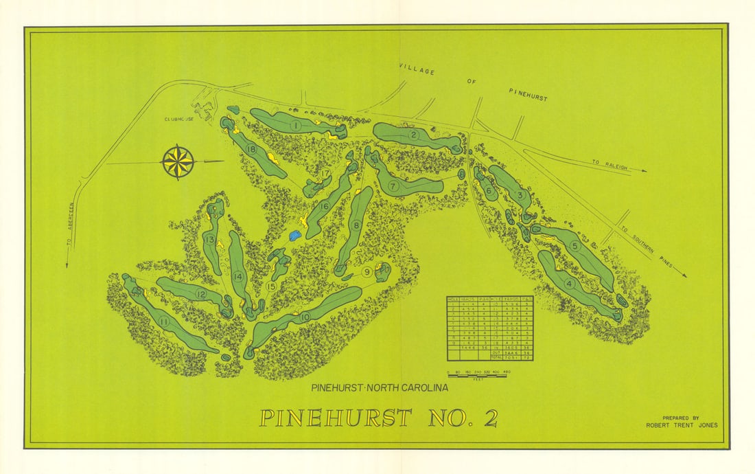 Pinehurst No.2, North Carolina. Golf course plan by Robert Trent Jones 1966 map (1 of 1)
