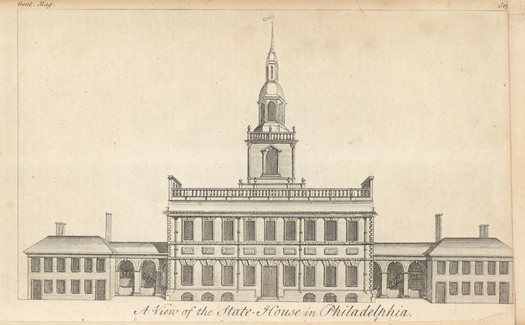 A View of the State House in Philadelphia. Independence Hall. Gents mag 1752 (1 of 1)