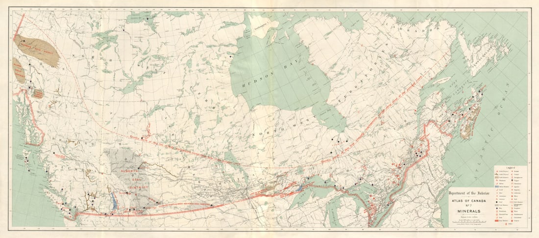 CANADA RESOURCES. Metals minerals gas oil gold coal. Metals WHITE 1906 map (1 of 1)