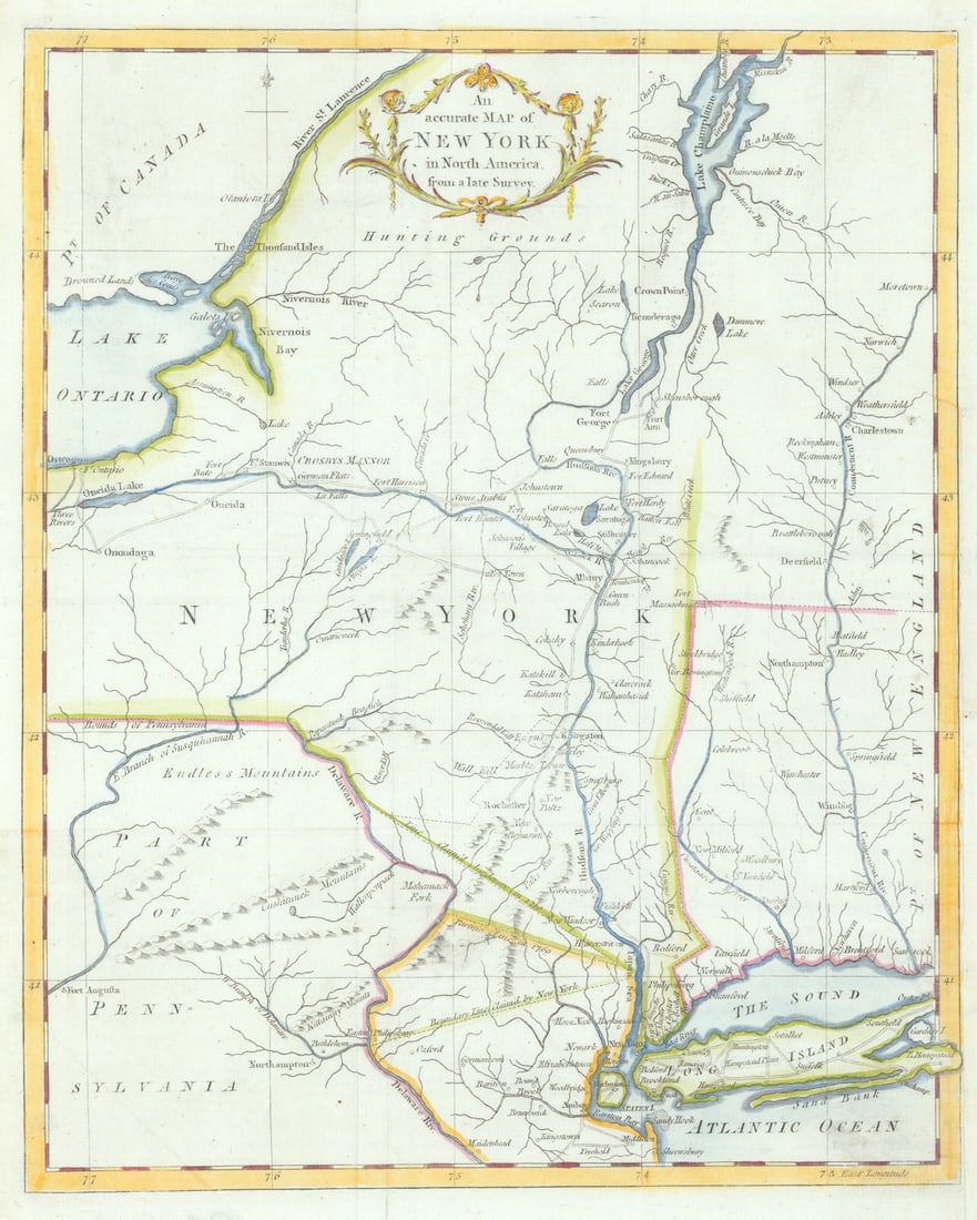 An accurate Map of New York, in North America… Universal Magazine 1780 old (1 of 1)