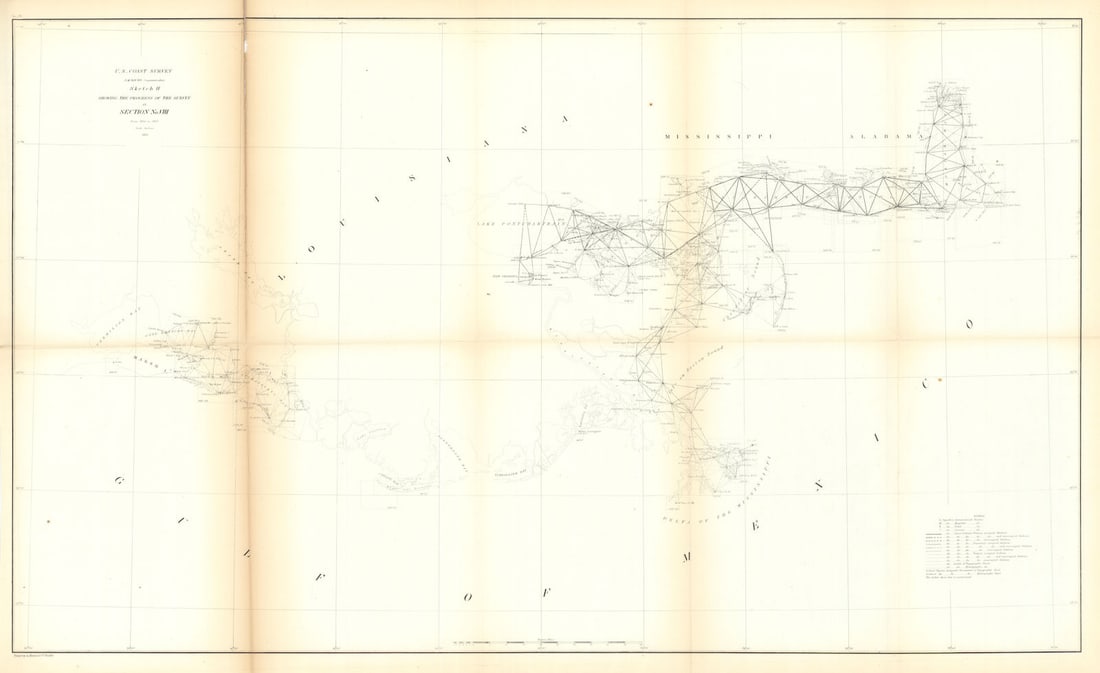 US Coast Survey §VIII Gulf Coast. Mobile Bay-Atchafalaya Bay AL MS LA 1860 map (1 of 1)