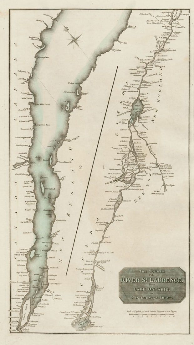 The course of the River St. Laurence…. St Lawrence, Canada. THOMSON 1817 map (1 of 1)