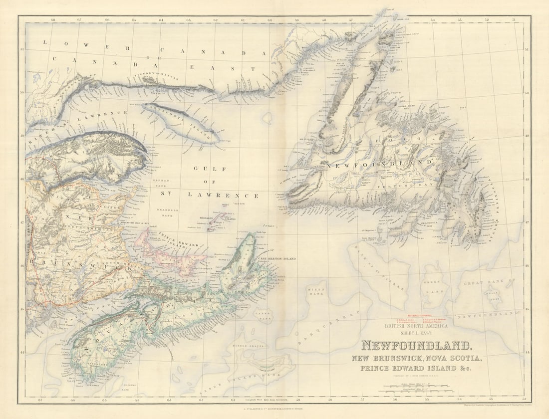 Newfoundland New Brunswick Nova Scotia PEI. Canada Maritimes. SWANSTON 1860 map (1 of 1)