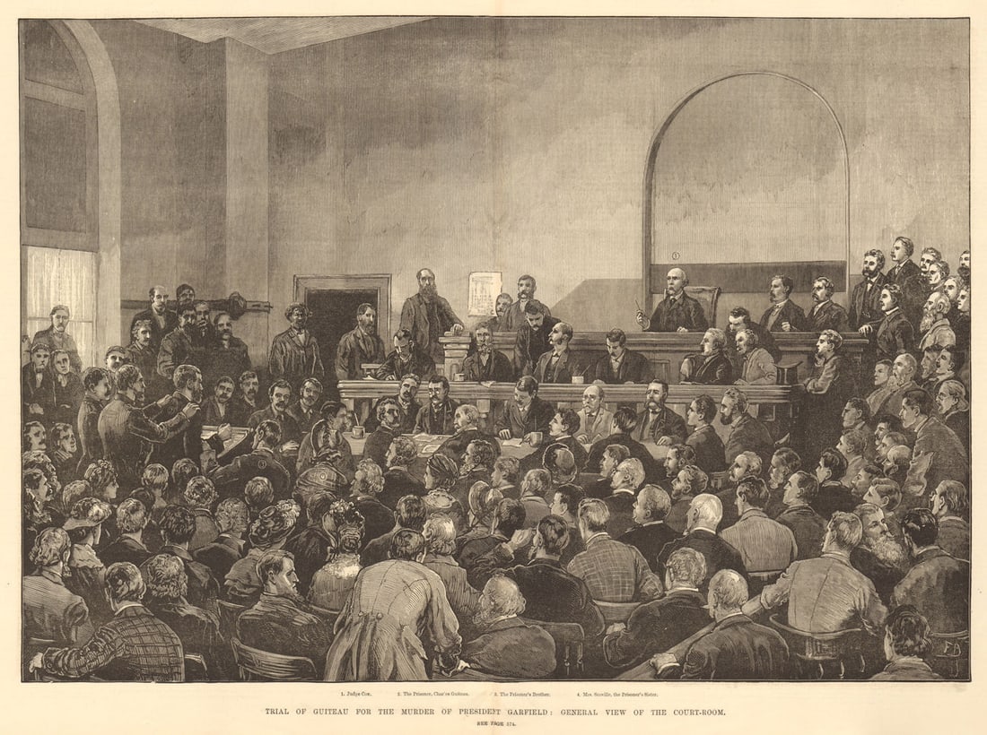 Guiteau on trial for murdering President Garfield Courtroom Washington DC 1881 (1 of 1)