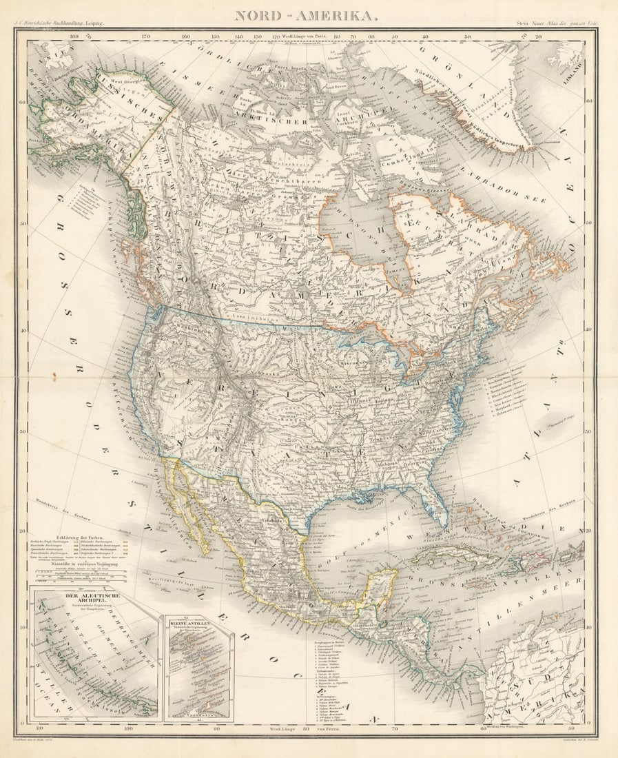Nord-Amerika. North America. Pre-Alaska Purchase. Stein/Heck 1858 old map (1 of 1)