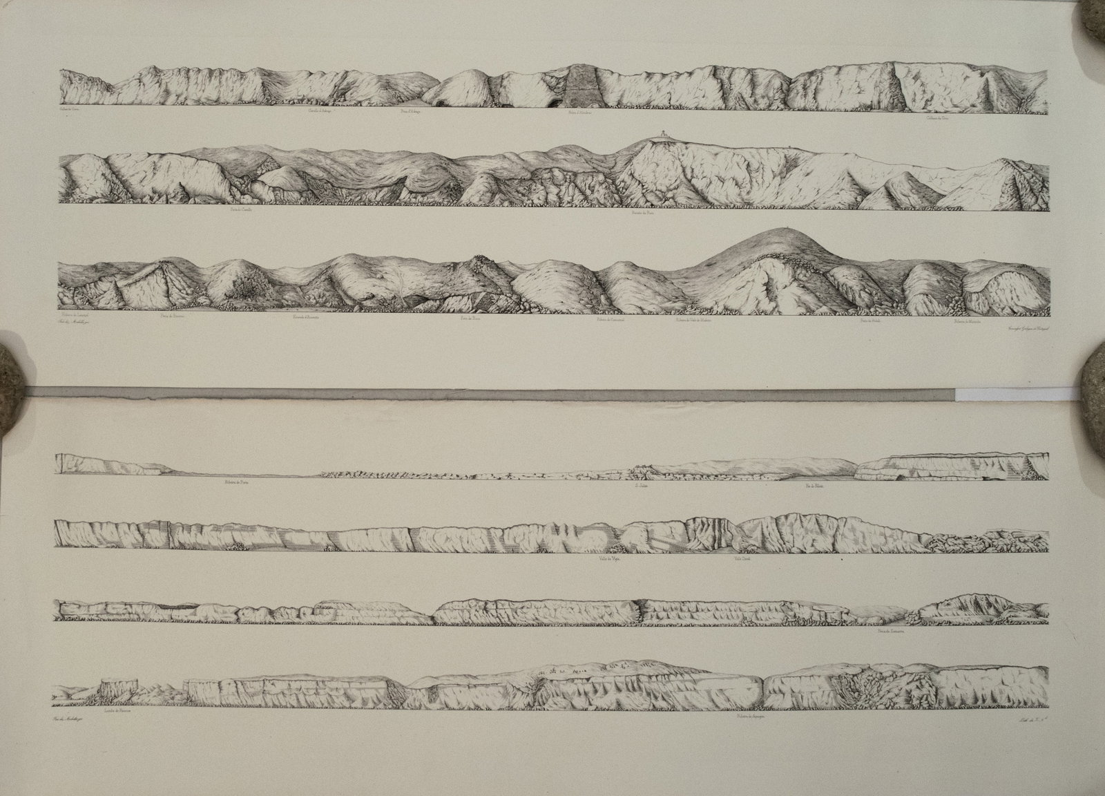 Two Portugese Coastal Views Slightly North of Lisbon: Title: Two Portugese Coastal Views Slightly North of LisbonCartographer:Comissao Geologica de PortugalMap Dimension (in.):12.6 X 35.2 in. each sheetDescription:These are two outstanding larger size