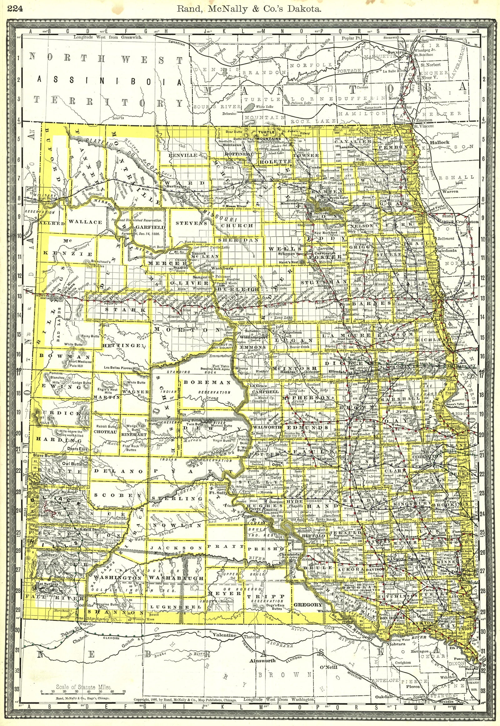 Rand, McNally And Co.'s Dakota.: Publication Date:1889Title:Rand, McNally And Co.'s Dakota.,li>Cartographer:RAND, MCNALLY & CO.Publisher:RAND, MCNALLY & CO.Brief Description:Map from the Eighteenth Edition of Rand, McNally & Co.'s