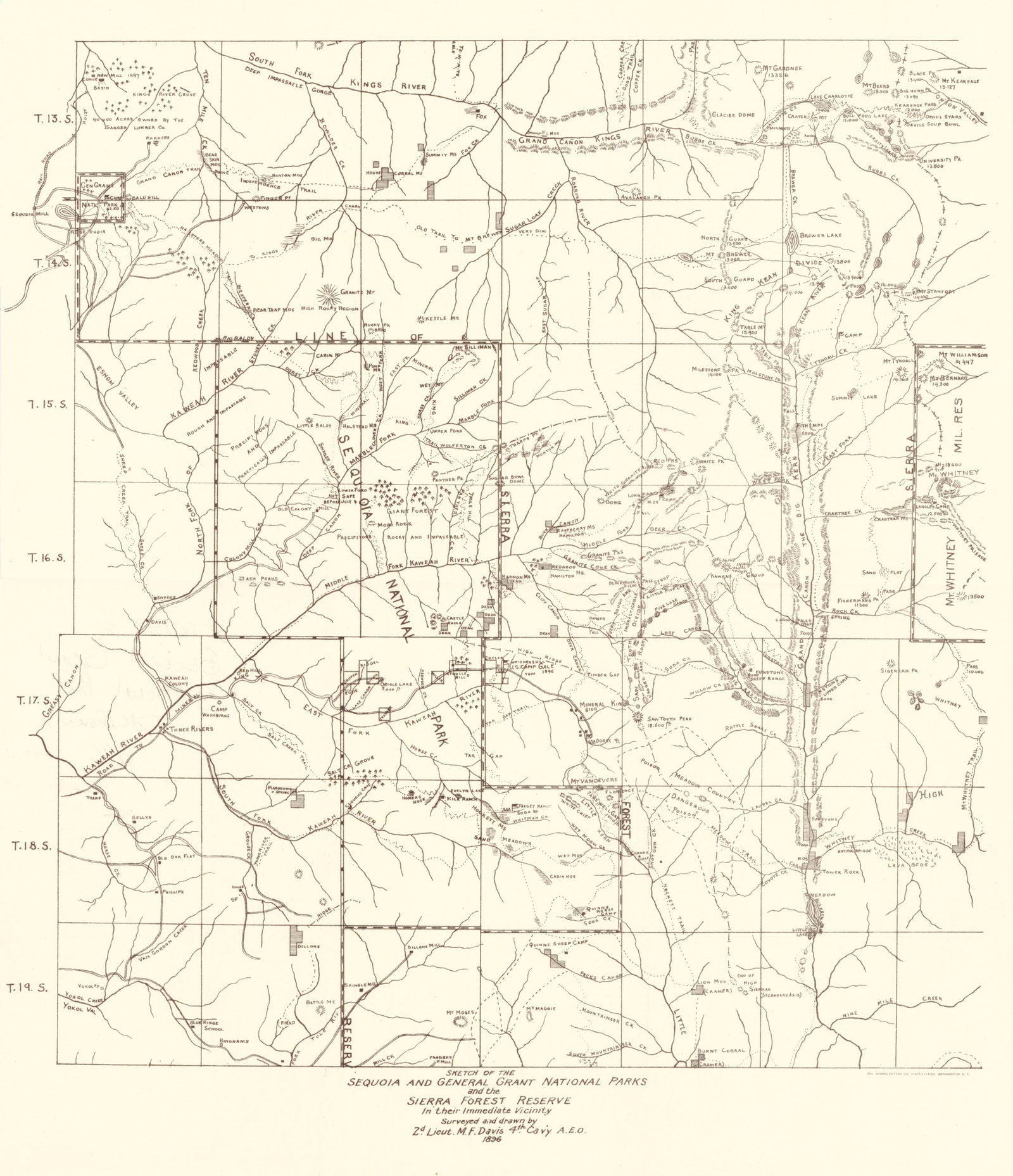 Sketch of the Sequoia and General Grant National Parks: Publication Date:1896Title:Sketch of the Sequoia and General Grant National Parks,li>Cartographer:DAVIS, MILTON FENNIMORE (1865-1938)Publisher:Brief Description:"and the Sierra Forest Reserve in