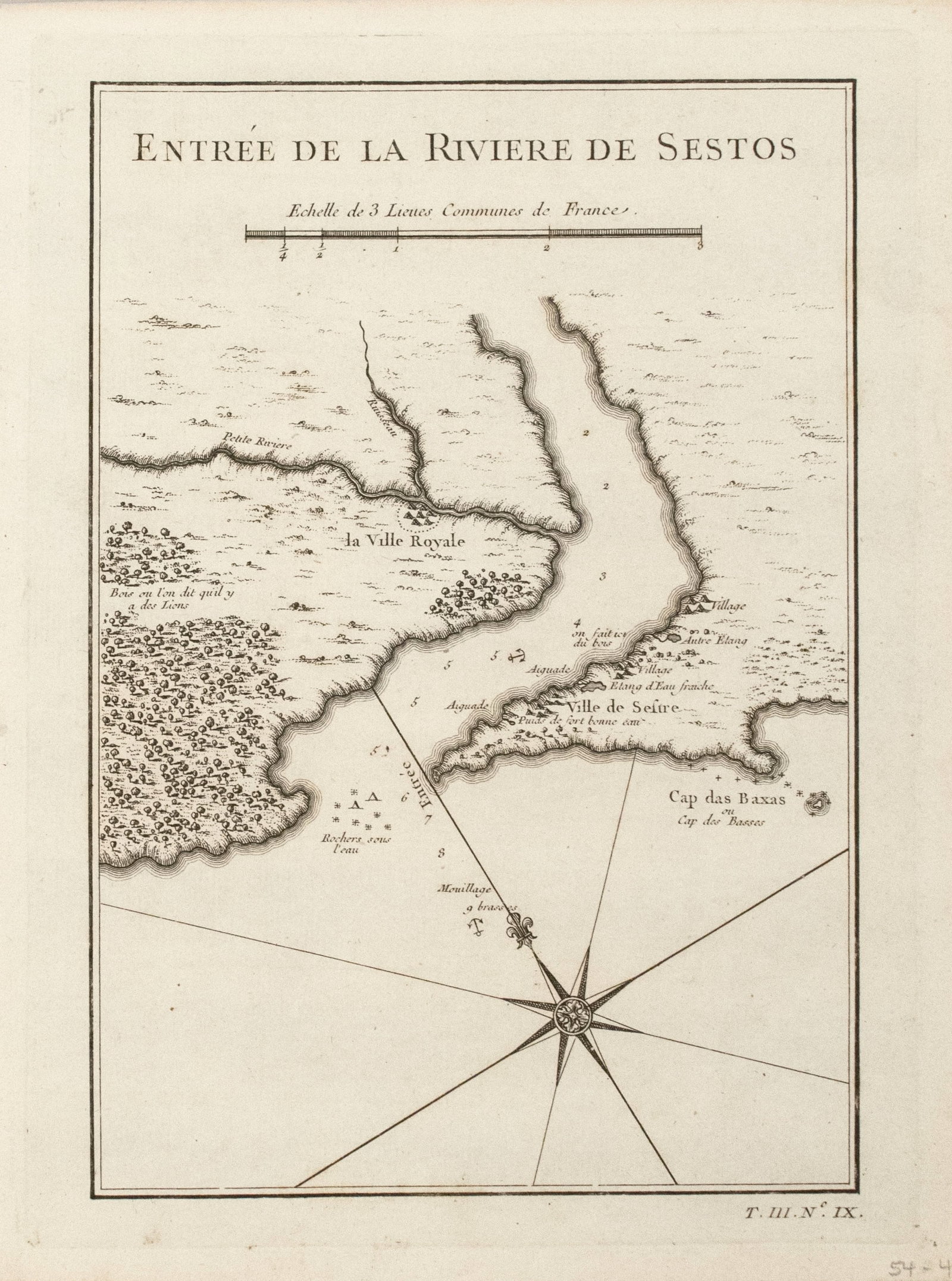 1747 Bellin Map of Liberia at Cestos River -- Entrée de la Riviere de Sentos (1 of 1)