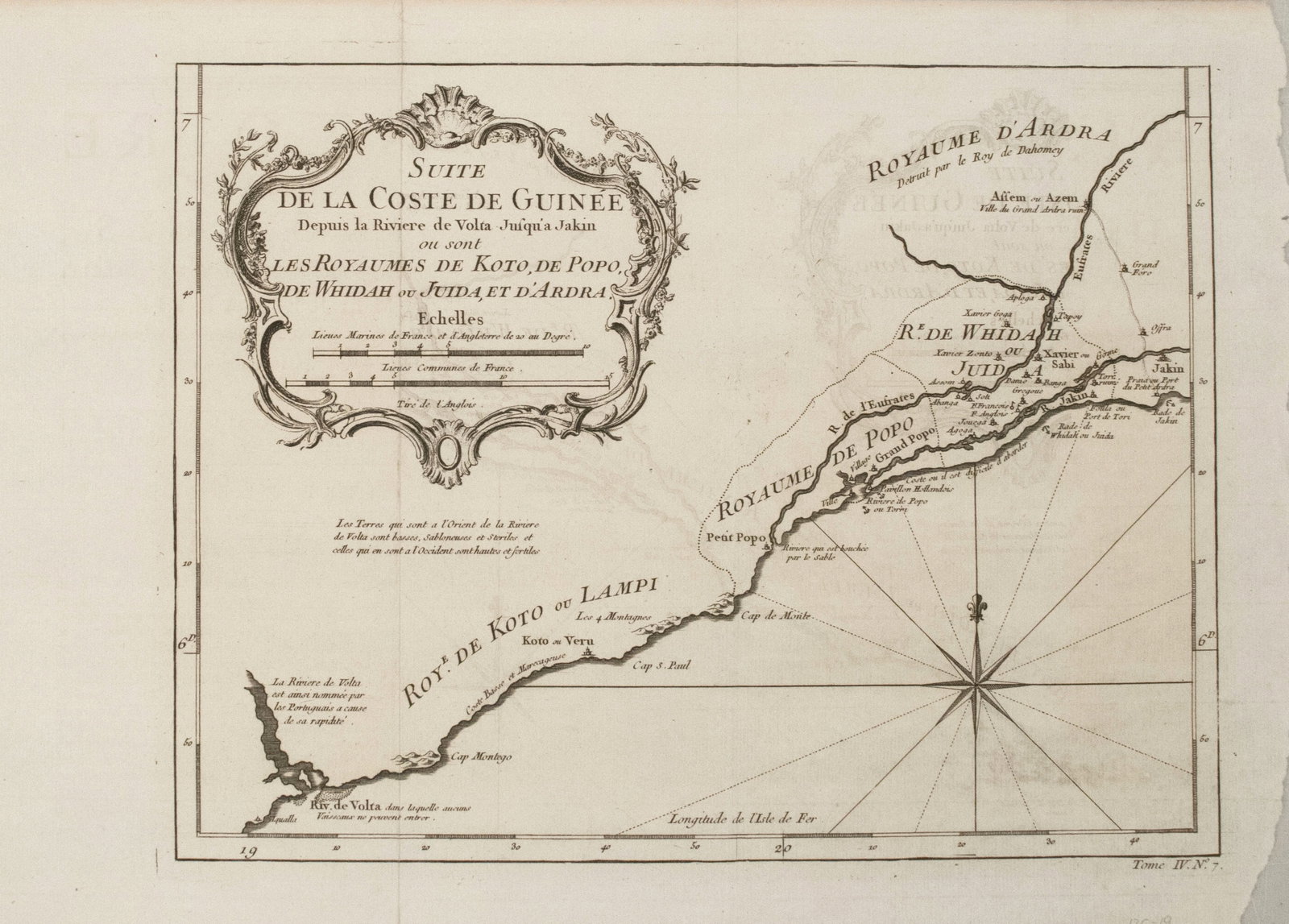 1747 Bellin Map of Guinea Coastal Region -- Suite de la Coste de Guinee Depuis la Riviere de Volta (1 of 1)