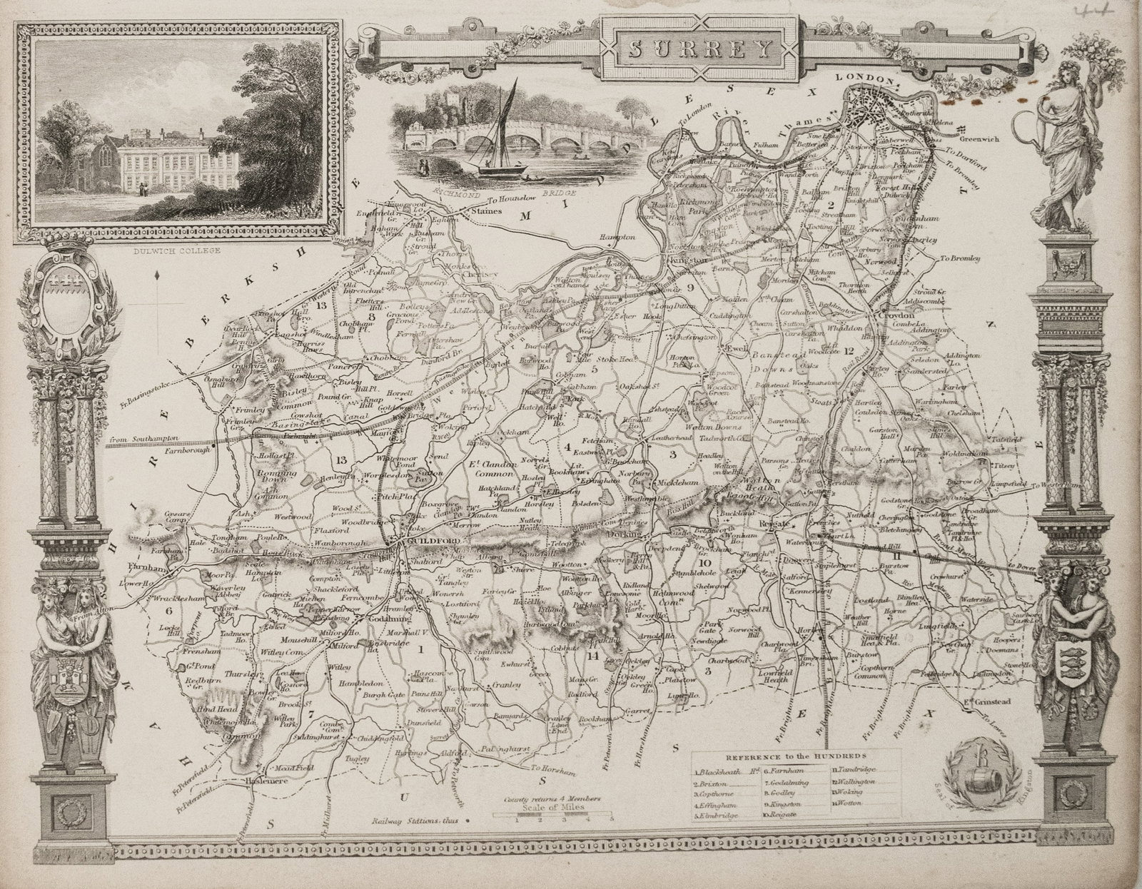 1840 Moule Map of Surrey -- Surrey (1 of 1)
