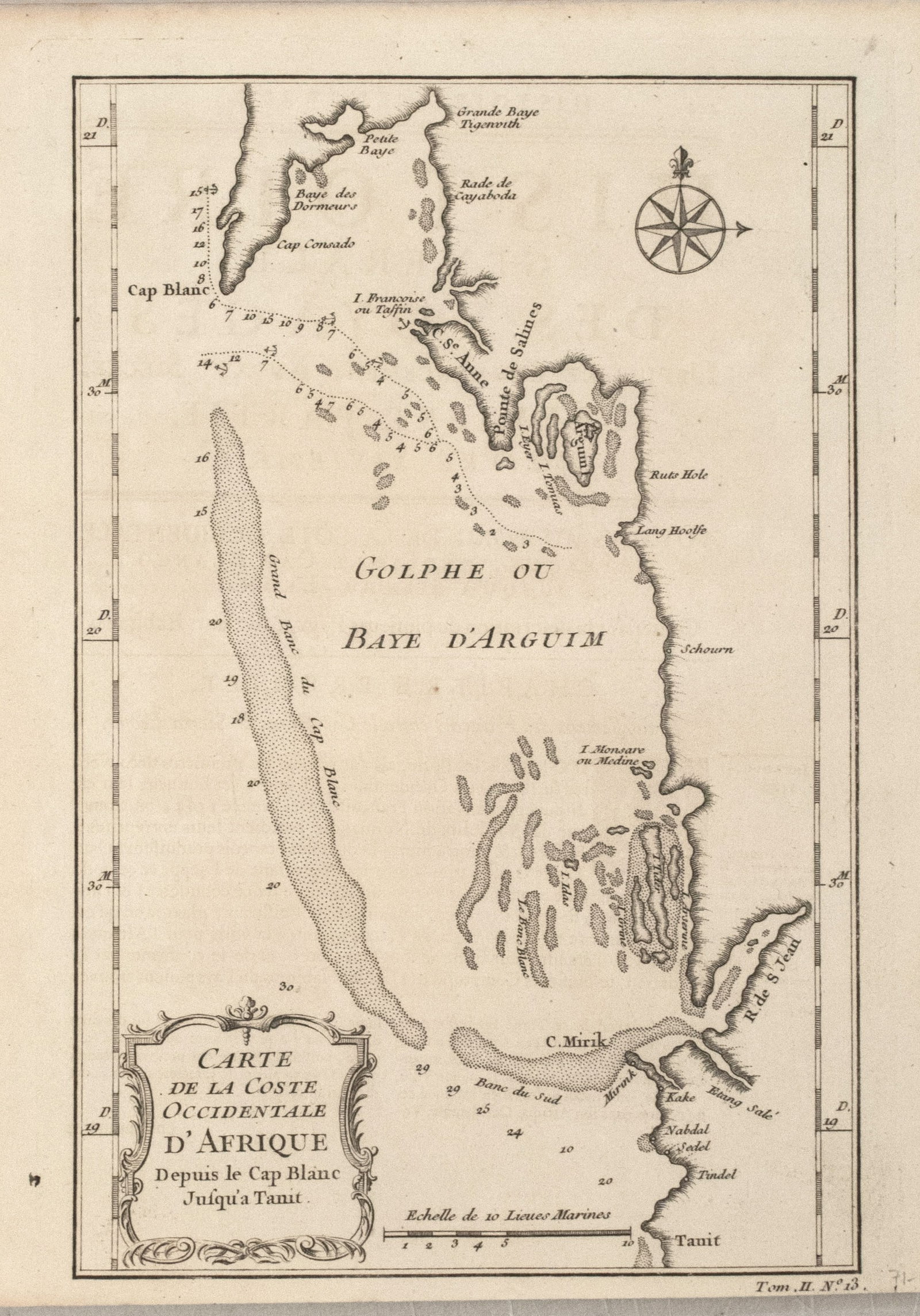 1746 Bellin Map of Part of Coastal Mauritania -- Carte de la Coste Occidentale d'Afrique Depuis le (1 of 1)