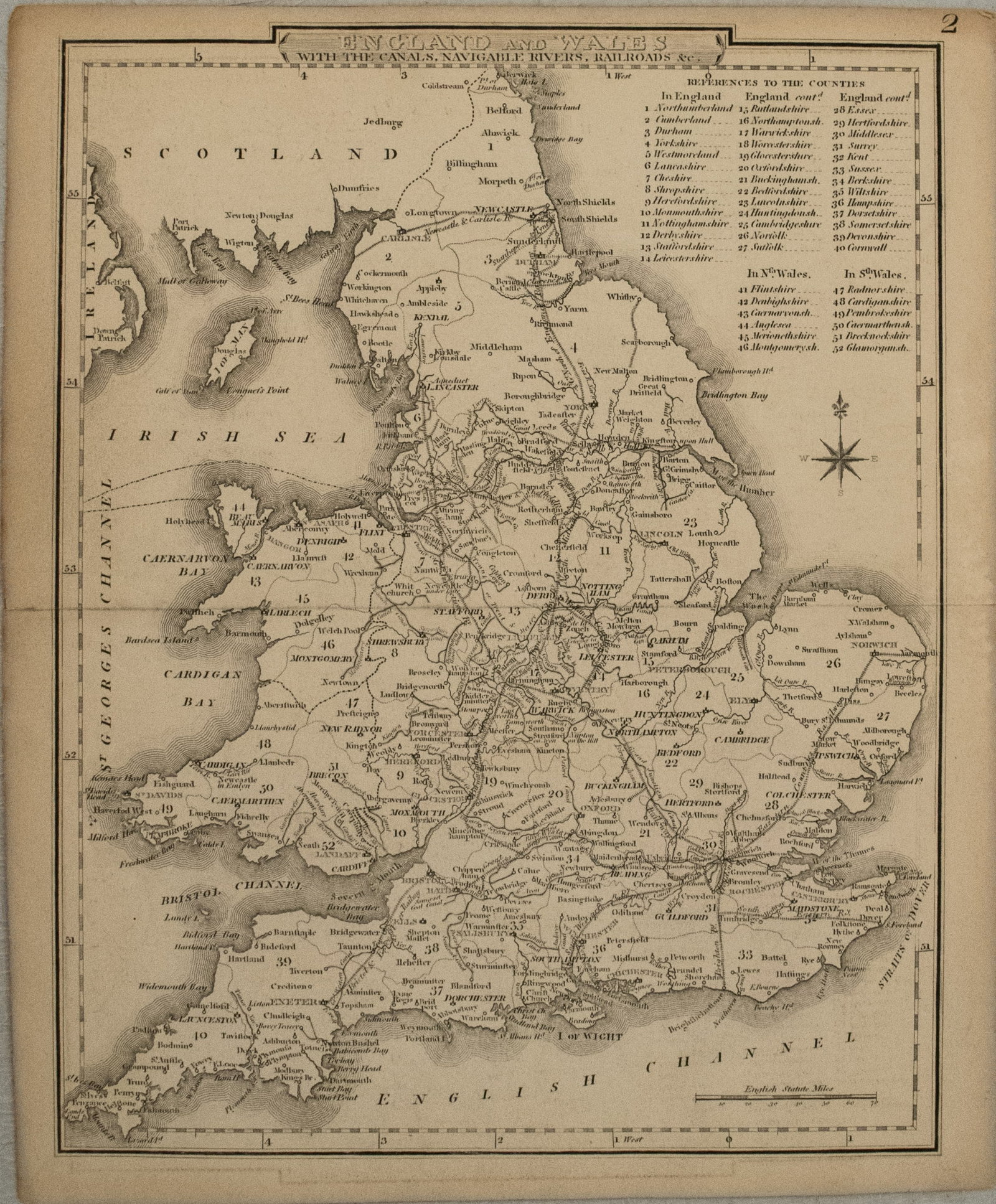1840s Cole & Roper Map of England and Wales -- England and Wales with the Canals, Navigable Rivers, (1 of 1)