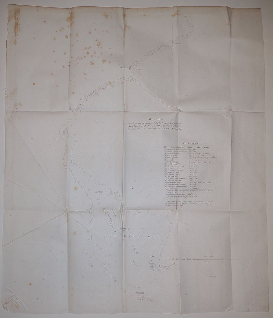 ... Sketch Showing the Positions of the Buoys Placed in Delaware Bay & River (1 of 4)