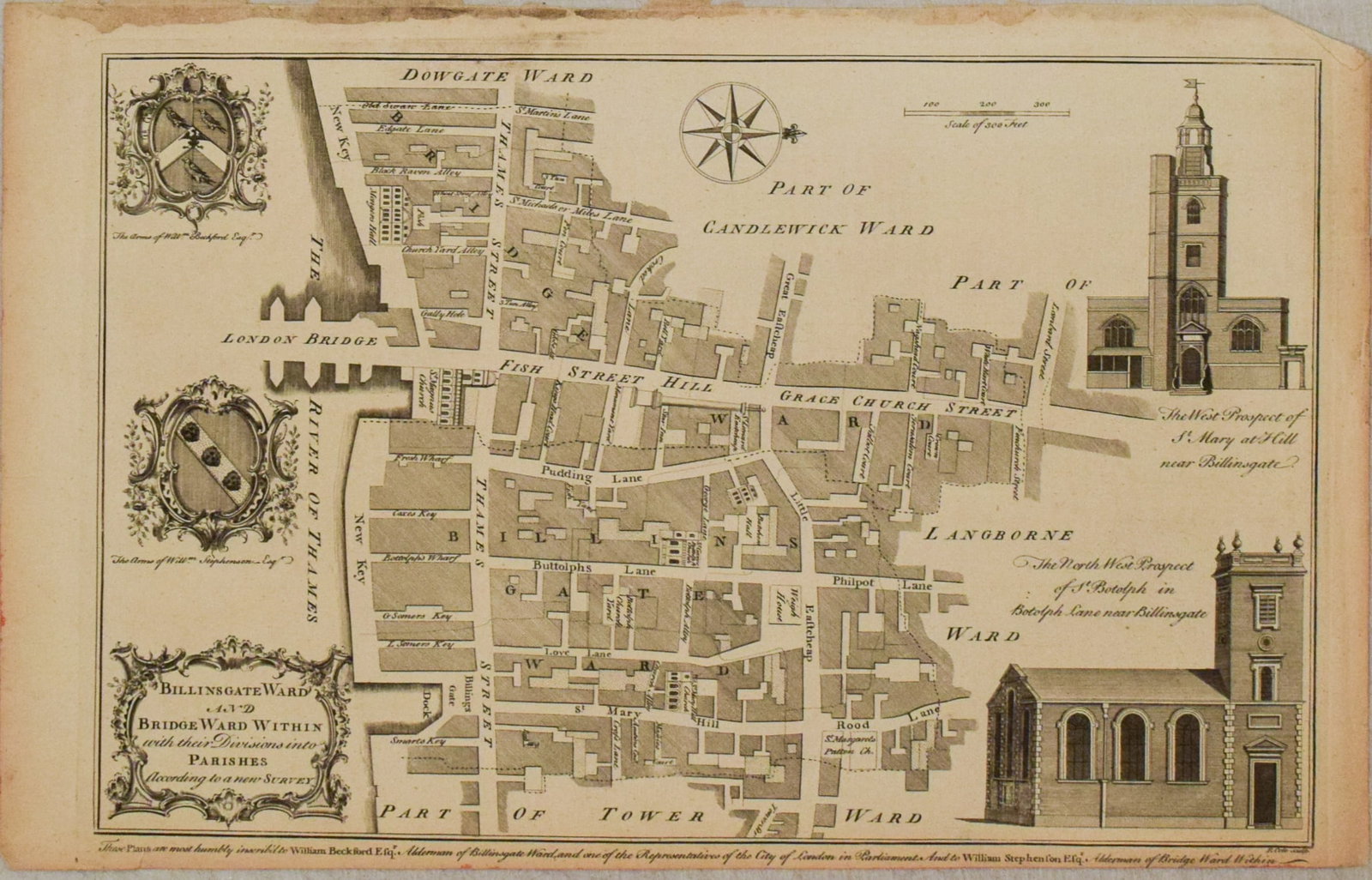 1767 London Magazine Map of "Billigsgate Ward and Bridge Ward within…" (1 of 1)