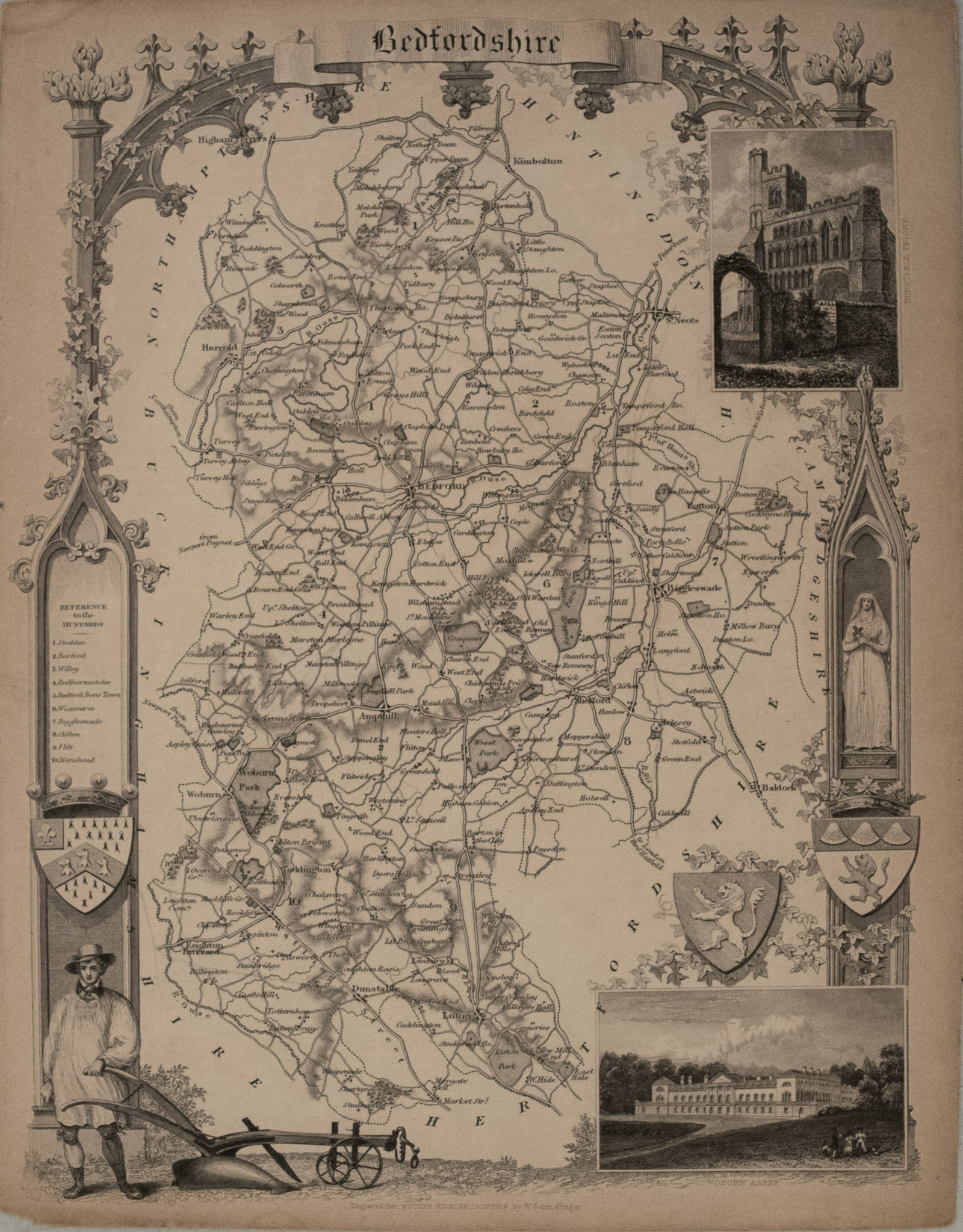 1837 Moule Map of Bedfordshire -- Bedfordshire (1 of 1)