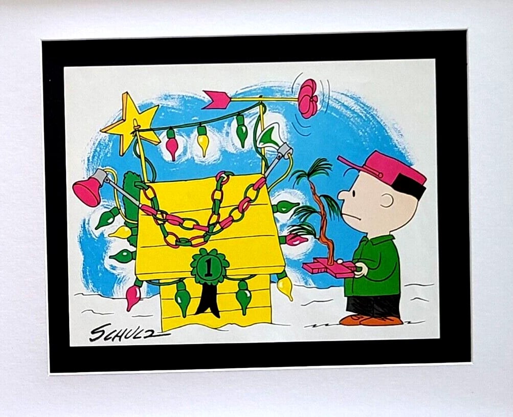 Charles Schulz Snoopy Peanuts Signed 1968 Christmas Cartoon Print Framed - 2