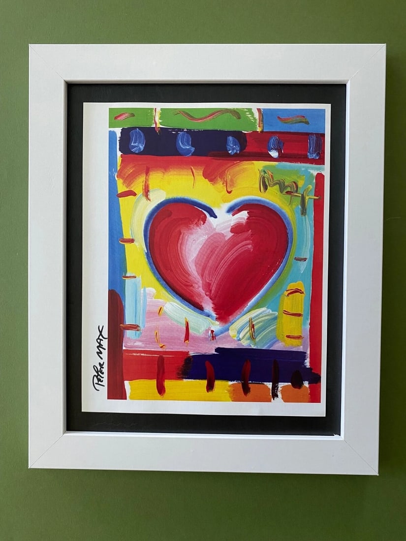 PETER MAX + BEAUTIFUL + POP ART SIGNED PRINT + NEW FRAME!: We have for Sale this Print After PETER MAX AWESOME PRINT ON GLOSSY PAPER FACSIMILE SIGNED IN INK FULL OF COLOR PRINT SIZE OF THE PRINT IS ABOUT : 7 X 5 in FRAME COVERS AN AREA OVER 11 X 9 in MOUNTED