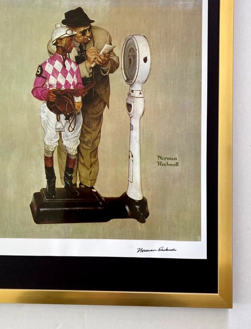 NORMAN ROCKWELL + " THE JOCKEY " + CIRCA 1970'S + SIGNED PRINT FRAMED - 3