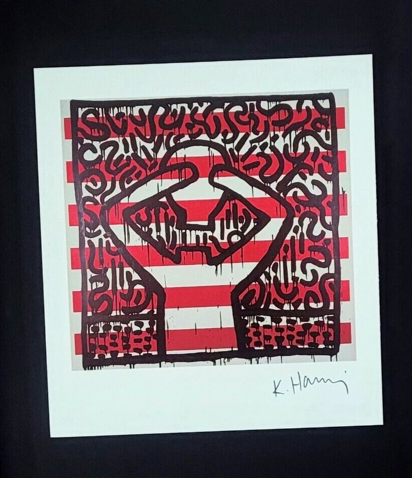 KEITH HARING + VINTAGE 1989 PRINT SIGNED MOUNTED AND FRAMED - 2