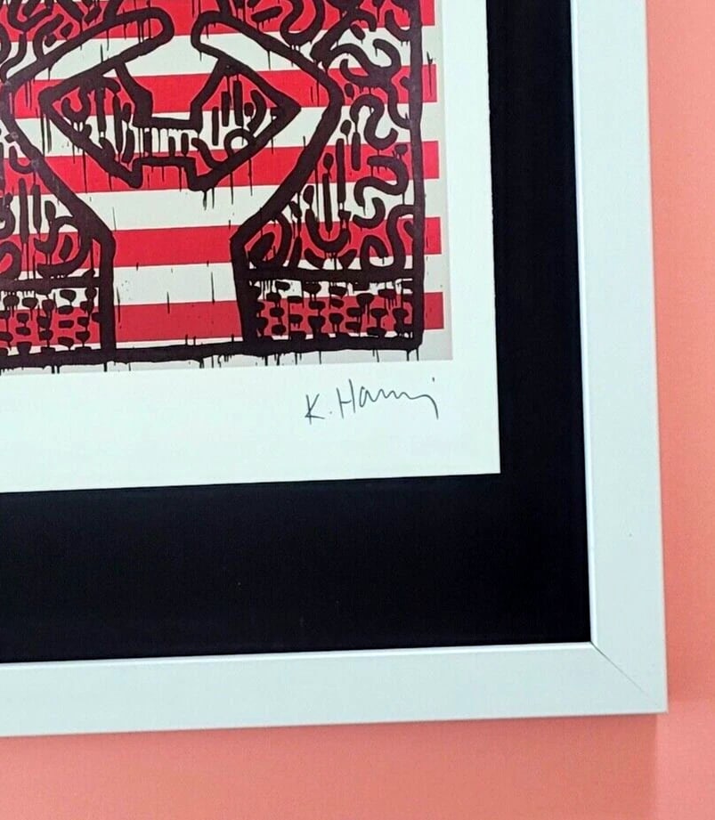 KEITH HARING + VINTAGE 1989 PRINT SIGNED MOUNTED AND FRAMED - 3