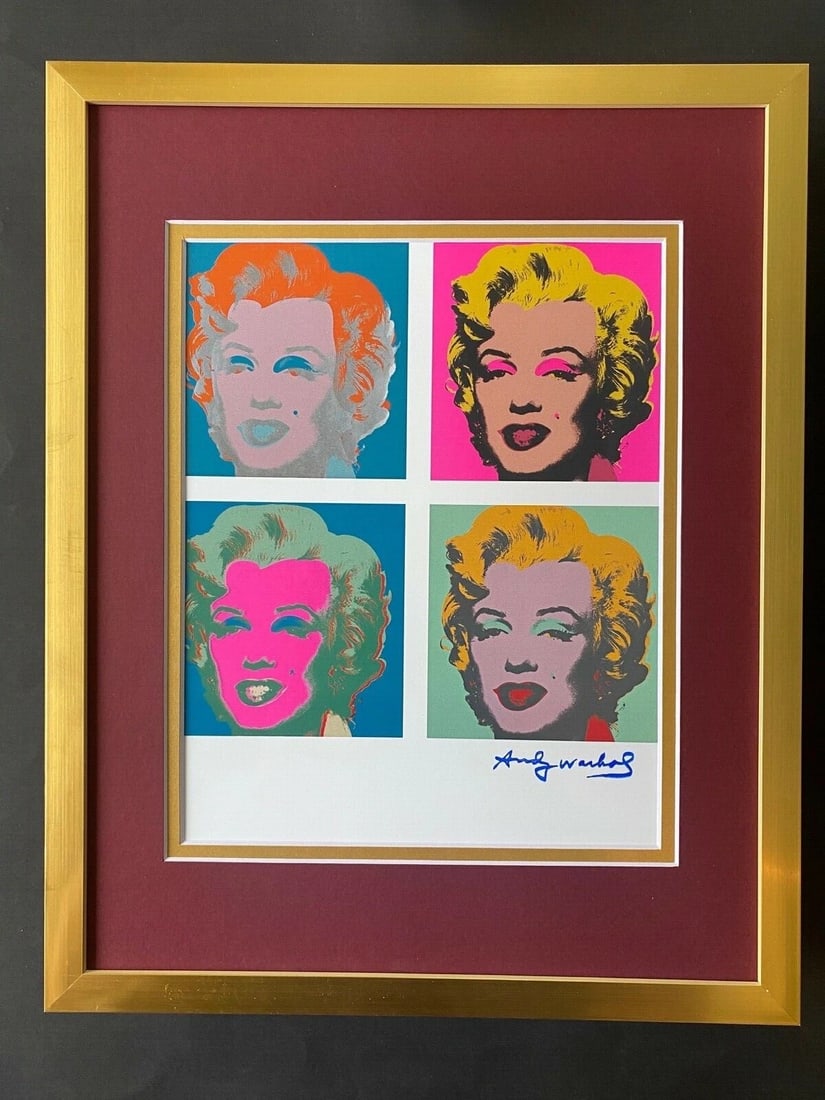 ANDY WARHOL GORGEOUS 1984 SIGNED MARILYN MONROE PRINT WITH FREE FRAMING: This is an Awesome and Scarce 1984 Print after Andy Warhol FACSIMILE SIGNATURE IN BLUE INK " MARILYN MONROE " from - His Portraits Collection- Professionally Matted to be Framed at Home on your
