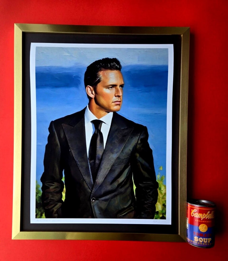 ALEXANDER DULAC + LUIS MIGUEL LARGE Hand Signed Authentic Print LtdEd of 10 COA: Up for Sale is this Beautiful and Elegant Hand Signed Authentic Giclee by renowned contemporary artist ALEXANDER DU LAC " LUIS MIGUEL " The print is 18x14in. It's mounted over a blackboard and framed 