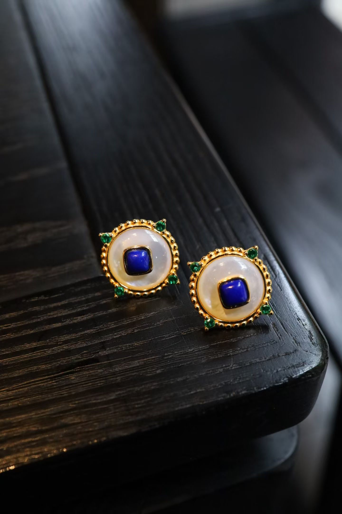 Mother of Pearl Lapis Lazuli Earrings (1 of 8)