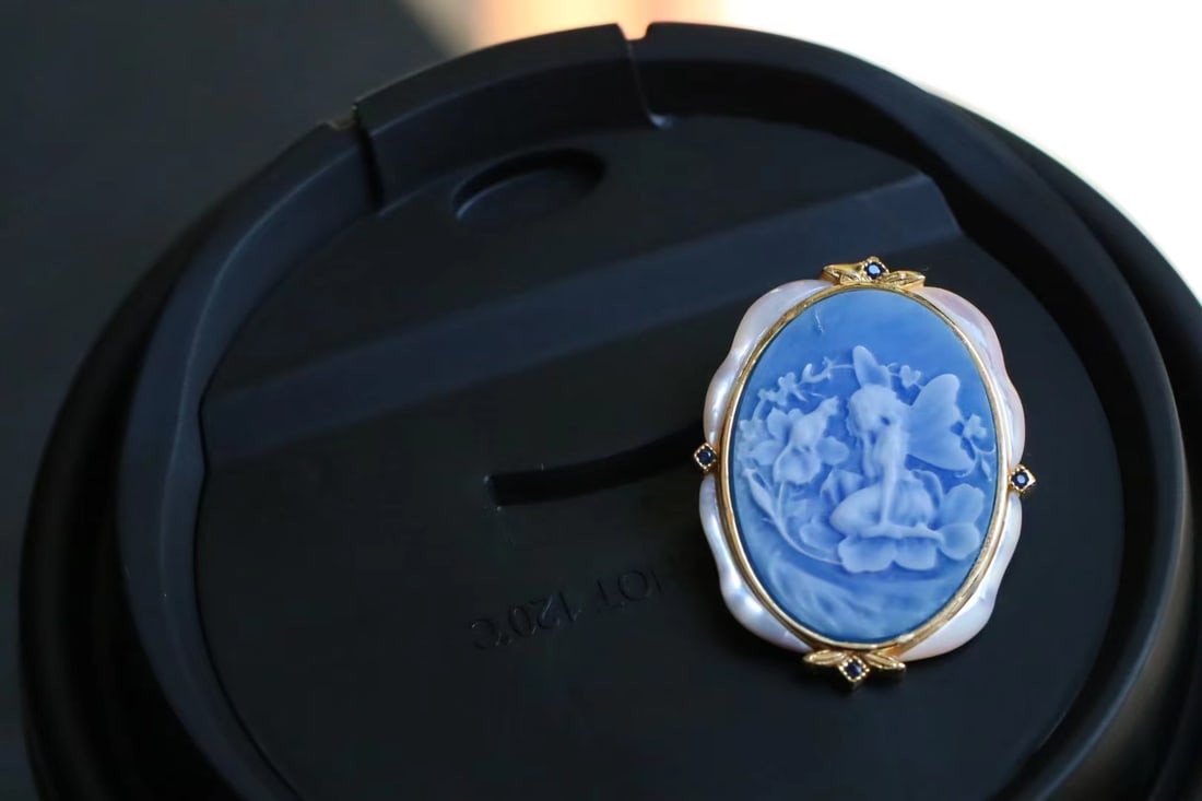 Agate Cameo Pendant Brooch - 5