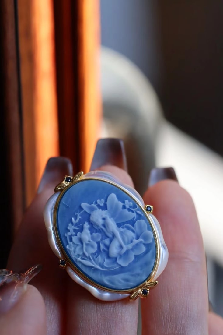 Agate Cameo Pendant Brooch - 6