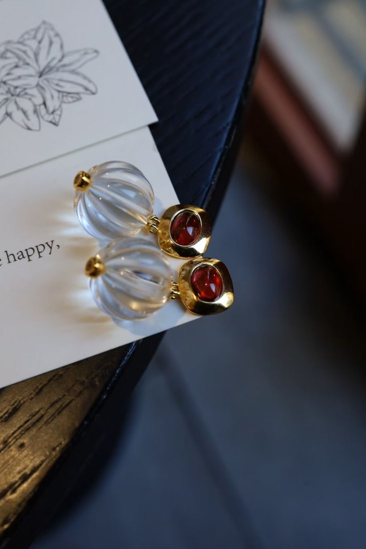 Silver Garnet Crystal Earrings - 4