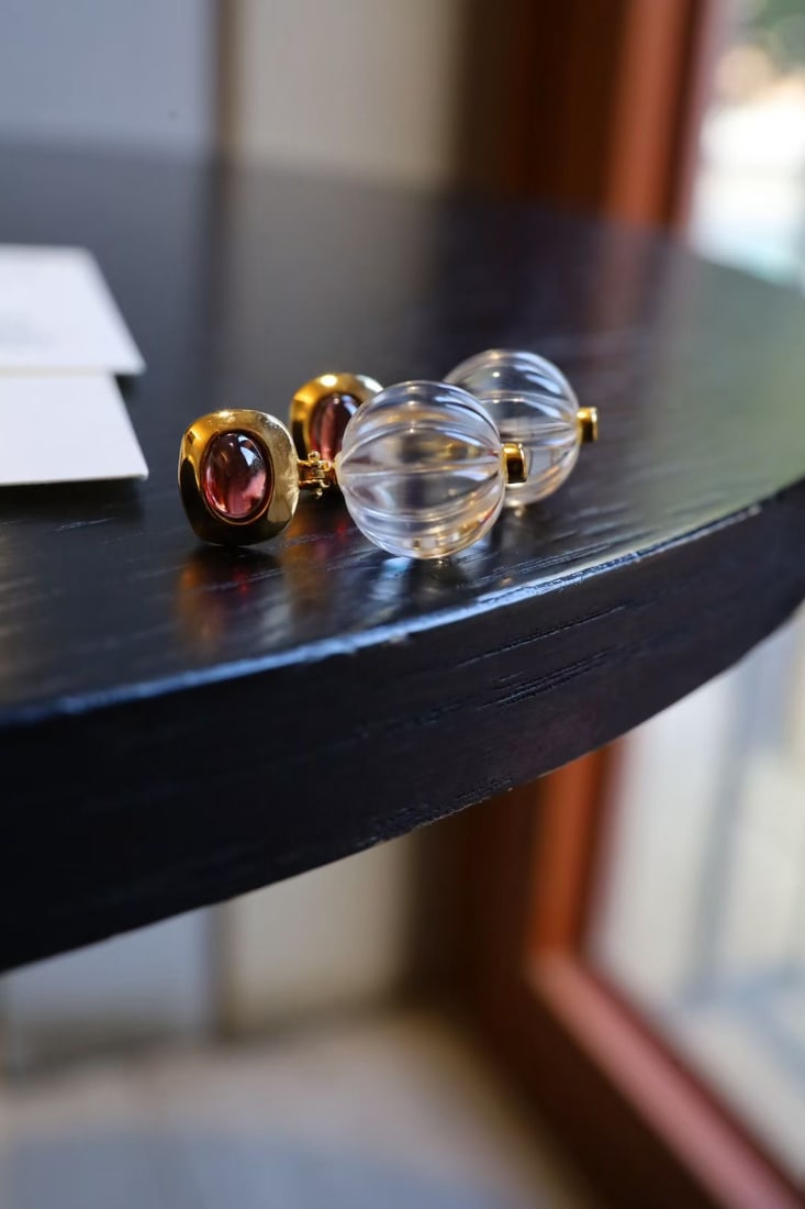 Silver Garnet Crystal Earrings - 7