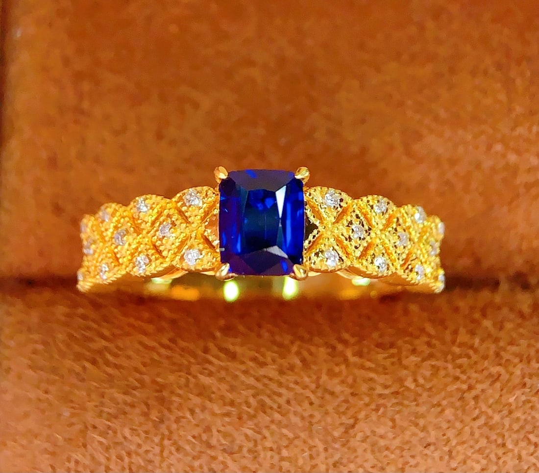 18k natural sapphire ring - 2