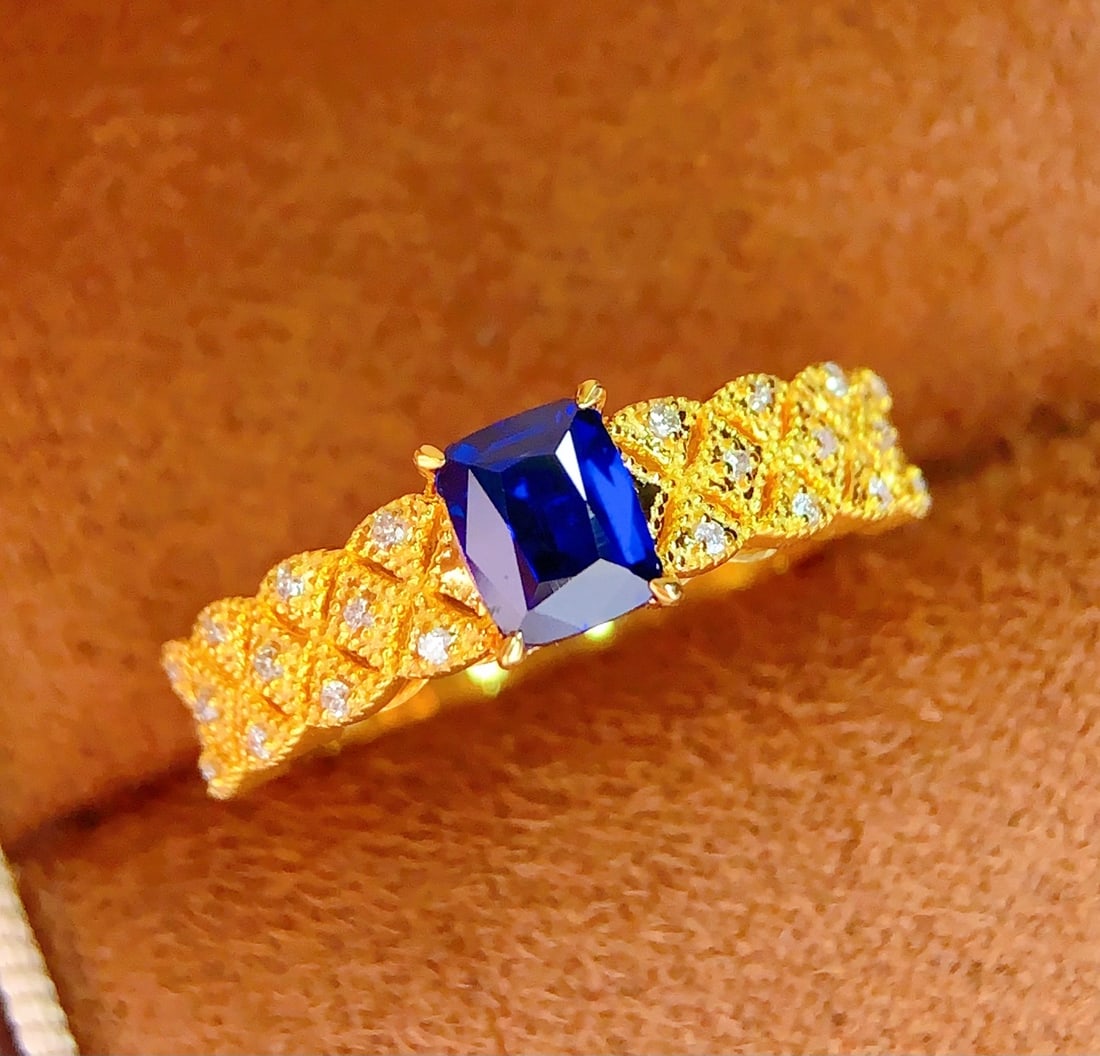 18k natural sapphire ring - 3