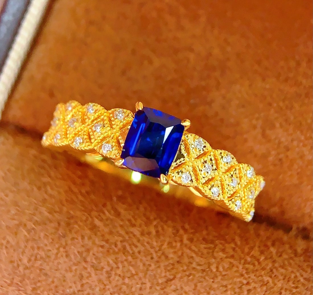 18k natural sapphire ring - 4