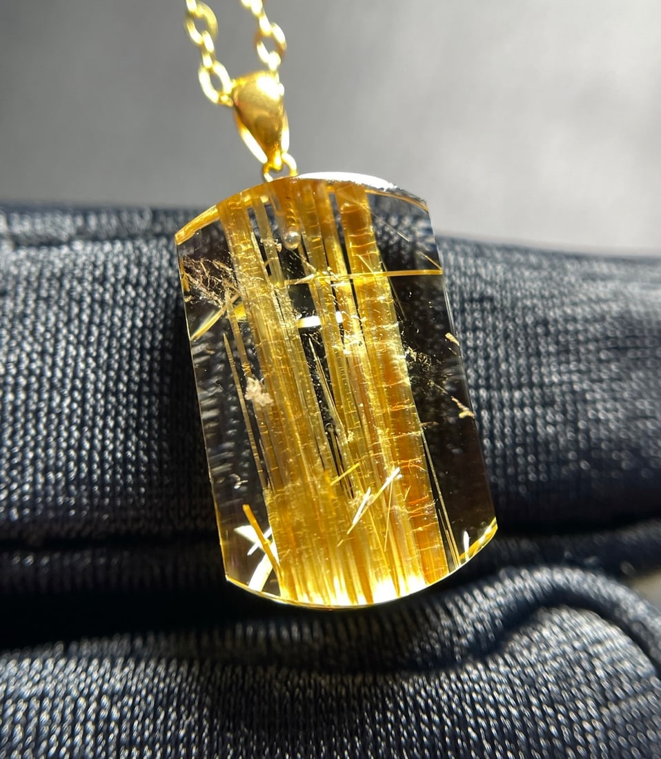 18K Gold Rutile Quartz Pendant (1 of 5)